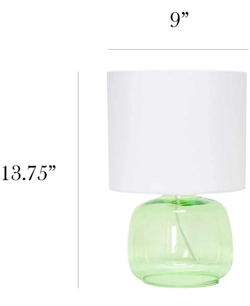 Simple Designs Glass Table Lamp with Fabric Shade, Green White Shade