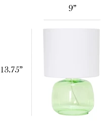 Simple Designs Glass Table Lamp with Fabric Shade, Green White Shade