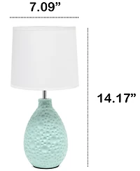 Creekwood Home Essentix 14.17" Traditional Ceramic Textured Thumbprint Tear Drop Shaped Table Desk Lamp