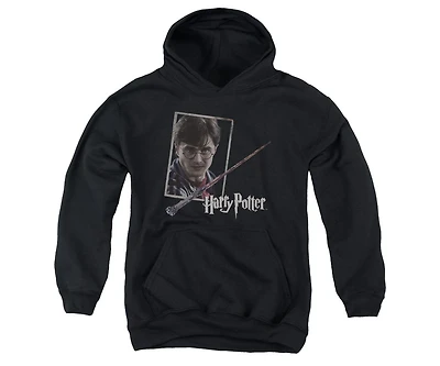 Harry Potter Youth Harrys Wand Portrait Pull Over Hoodie / Hooded Sweatshirt