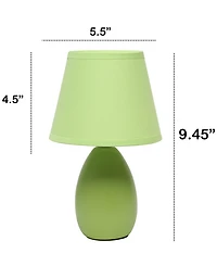 Creekwood Home Nauru 9.45" Traditional Petite Ceramic Oblong Bedside Table Desk Lamp with Tapered Drum Fabric Shade