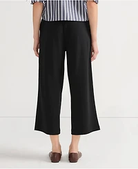 Lands' End Women's Sport Knit Elastic Waist Wide Leg Crop Pants