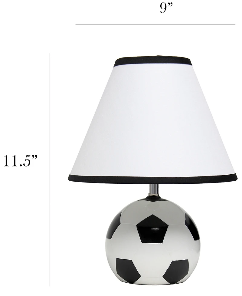 Simple Designs SportsLite 11.5" Tall Athletic Sports Soccer Ball Base Ceramic Bedside Table Desk Lamp with White Empire Fabric Shade
