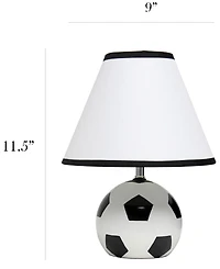Simple Designs SportsLite 11.5" Tall Athletic Sports Soccer Ball Base Ceramic Bedside Table Desk Lamp with White Empire Fabric Shade