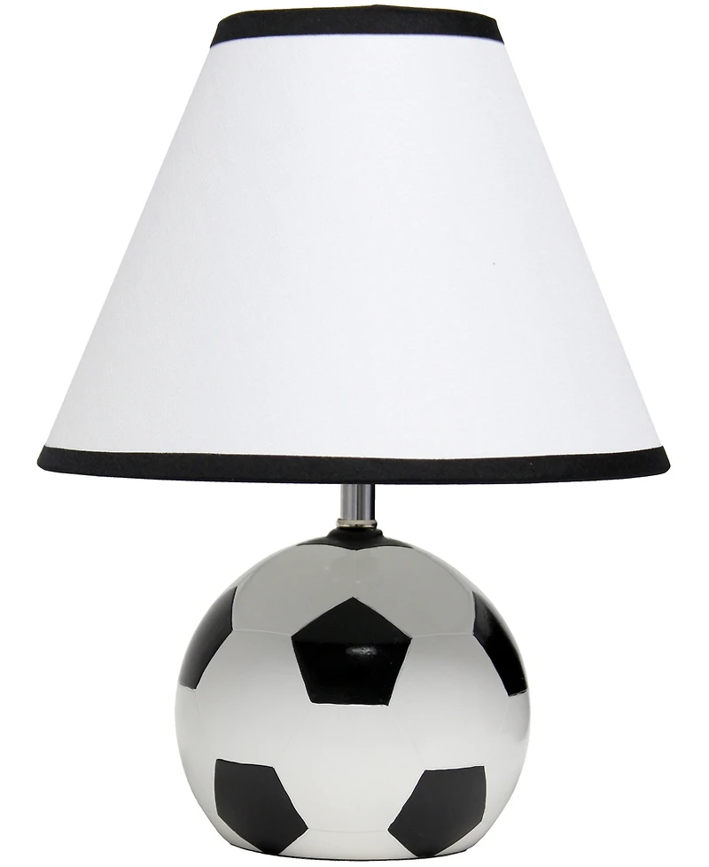 Simple Designs SportsLite 11.5" Tall Athletic Sports Soccer Ball Base Ceramic Bedside Table Desk Lamp with White Empire Fabric Shade
