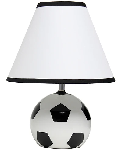 Simple Designs SportsLite 11.5" Tall Athletic Sports Soccer Ball Base Ceramic Bedside Table Desk Lamp with White Empire Fabric Shade