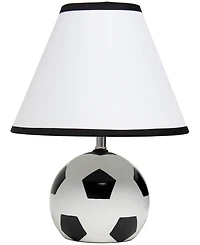 Simple Designs SportsLite 11.5" Tall Athletic Sports Soccer Ball Base Ceramic Bedside Table Desk Lamp with White Empire Fabric Shade