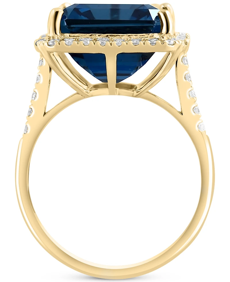 Effy Blue Topaz (10-3/4 ct. t.w.) & Diamond (3/8 Halo Ring 14k Gold