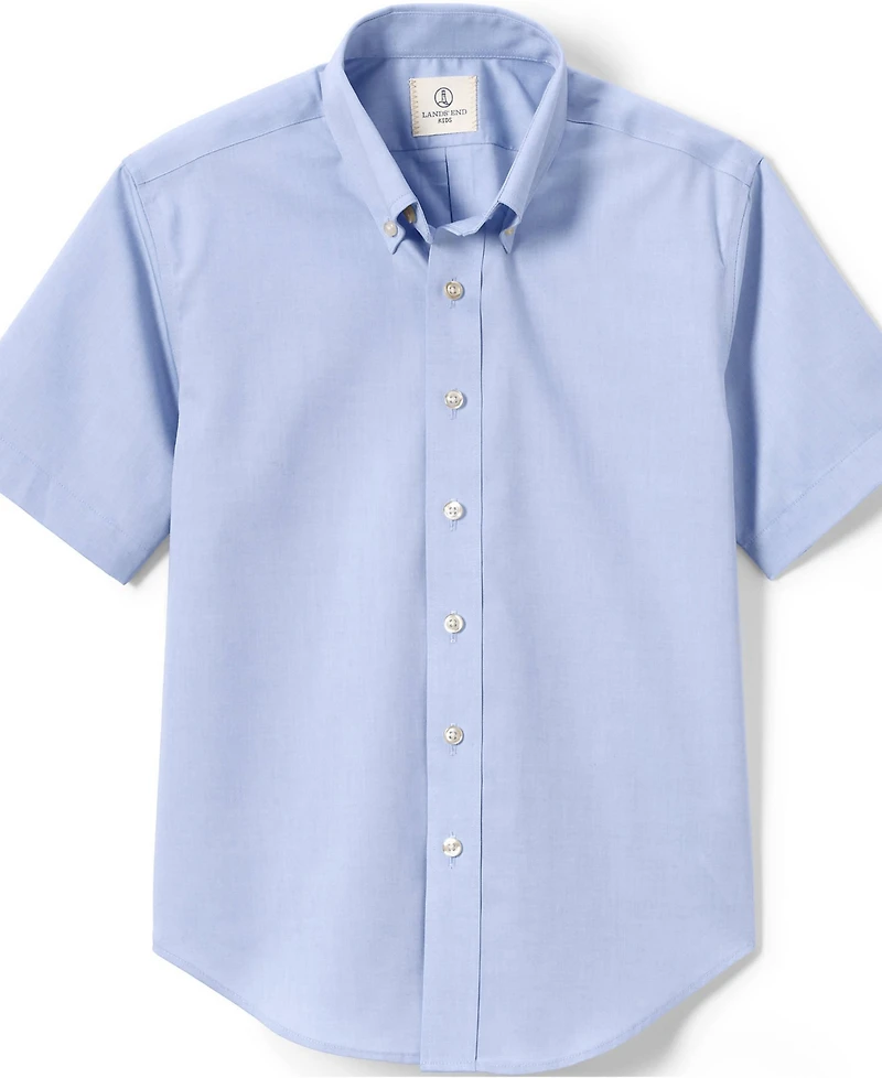 Lands' End Little Boys Short Sleeve No Iron Pinpoint Dress Shirt
