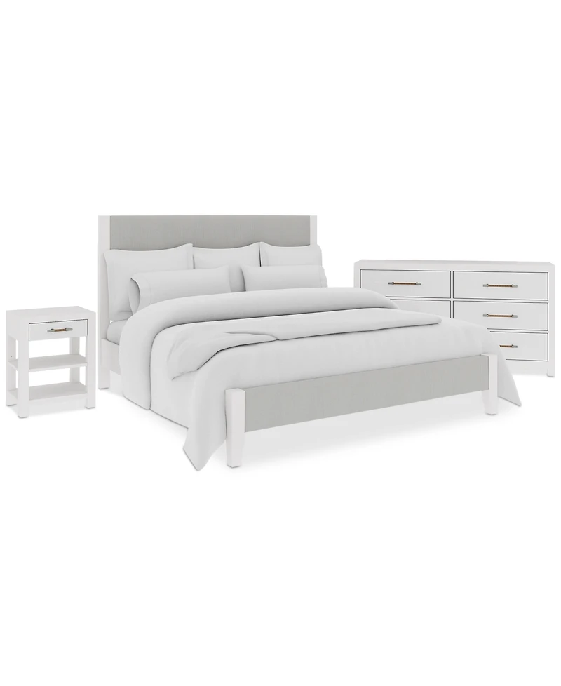 Catriona 3pc Bedroom Set (King Upholstered Bed, Dresser & Open Nightstand), Created for Macy's