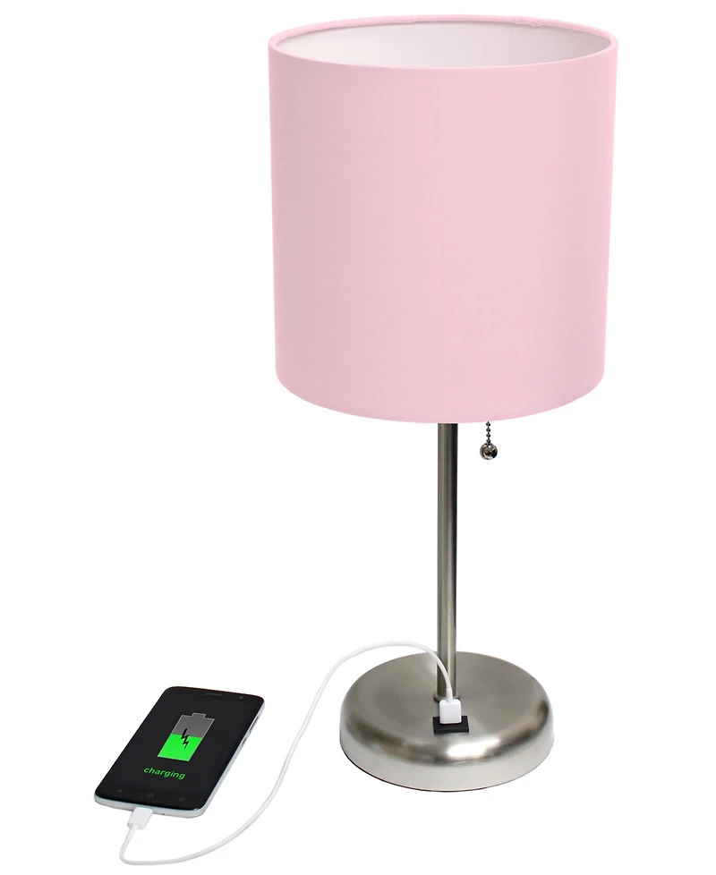 Creekwood Home Oslo 19.5" Contemporary Bedside Usb Port Feature Standard Metal Table Desk Lamp