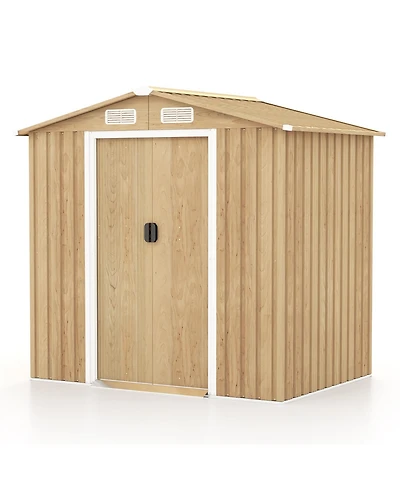 Slickblue 6 x 4 Feet Galvanized Steel Storage Shed with Lockable Sliding Doors