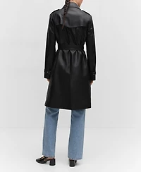 Mango Women's Leather-Effect Trench Coat