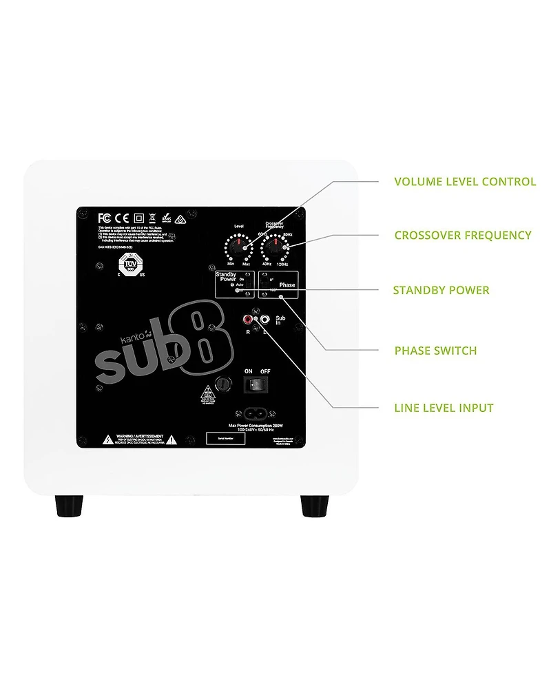 Kanto SUB8 8-inch Sealed Powered Subwoofer
