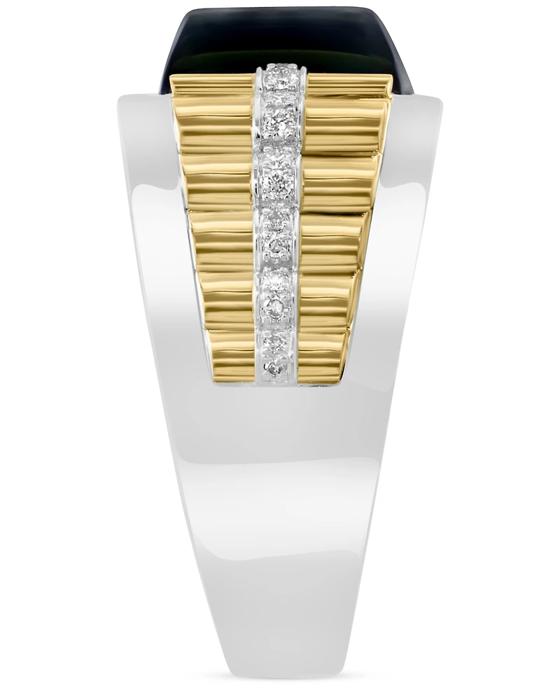 Effy Men's Onyx & Diamond Accent Ring in Sterling Silver & 14k Gold-Plate