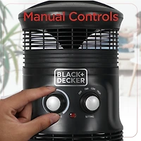 Black and Decker Electric Heater, 360° Surround Portable Heater， Space Heater with 3 Settings and Manual Controls