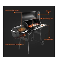 Sugift Heavy-Duty Charcoal Grill Offset Smoker in Black