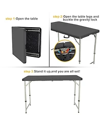 Sugift 4 Foot Folding Table Black Indoor Outdoor Folding Card Table