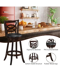 Counter Height Upholstered Espresso Swivel Dining Chair with Cushion Seat-29 Inch