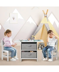 Slickblue Wooden Kids Table and Chairs with Storage Baskets Puzzle