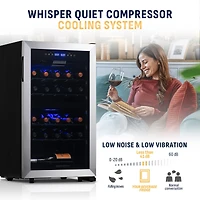 Newair Freestanding 28 Bottle Dual Zone Compressor Wine Fridge in Stainless Steel, Adjustable Racks and Exterior Digital Thermostat