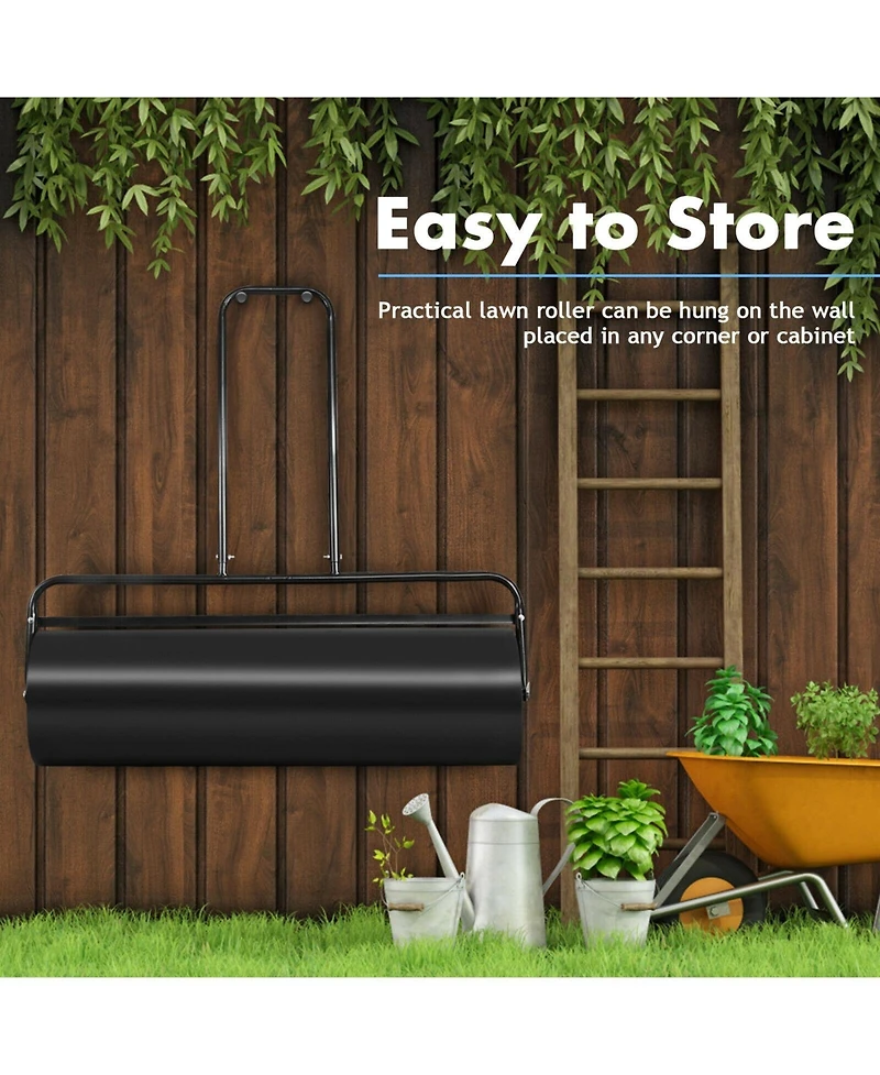 Slickblue 24 x 13 Inch Tow Lawn Roller Water Filled Metal Push