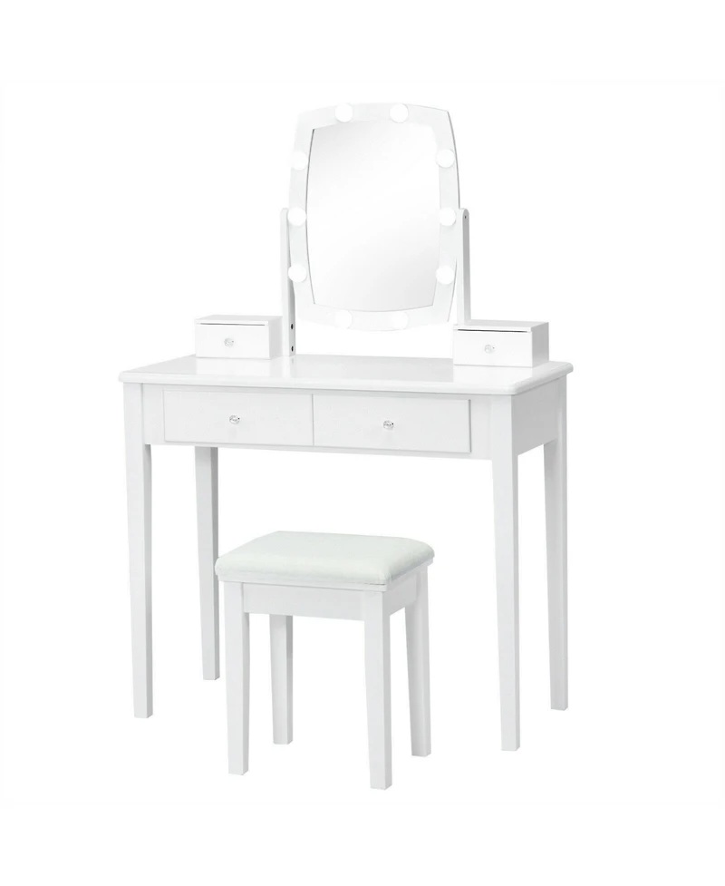 Slickblue Vanity Table Set with Lighted Mirror for Bedroom and Dressing Room