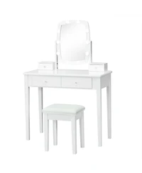 Slickblue Vanity Table Set with Lighted Mirror for Bedroom and Dressing Room