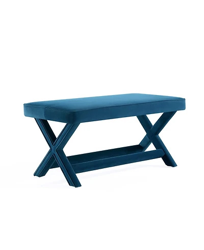 Manhattan Comfort Abigail 42.12" Velvet Upholstered Double Ottoman Bench