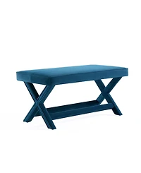 Manhattan Comfort Abigail 42.12" Velvet Upholstered Double Ottoman Bench
