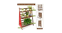 Slickblue 3 Tiers Outdoor Stand Bamboo Flower Pot Shelf