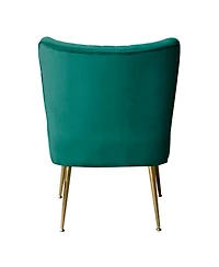 22" Wide Upholstered Tufted Velvet Accent Chair With Metal Leg