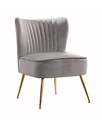 22" Wide Upholstered Tufted Velvet Accent Chair With Metal Leg