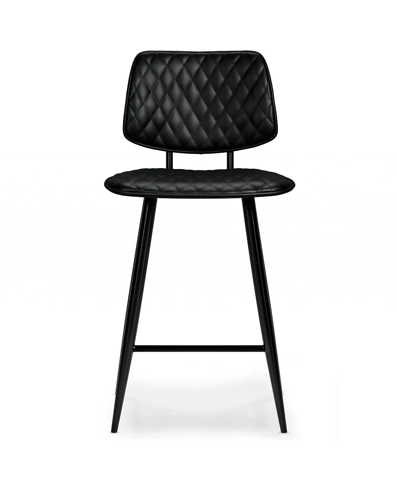 Simpli Home Raya Counter Height Stool (Set of 2) in Black Pu Leather
