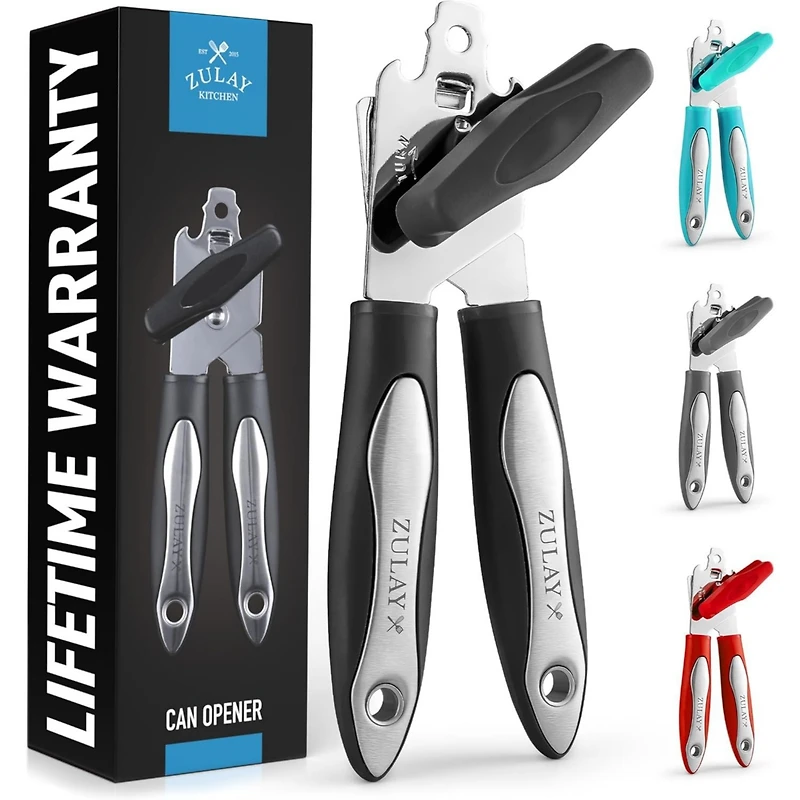 Zulay Kitchen Soft Edge Can Opener With Stainless Steel Blades and Large Turn Knob