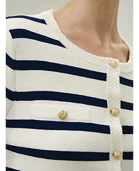 Lilysilk Women's Gariana Striped Wool Cardigan