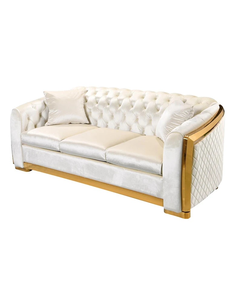 Simplie Fun 84" Velvet Luxury Chesterfield Sofa Set