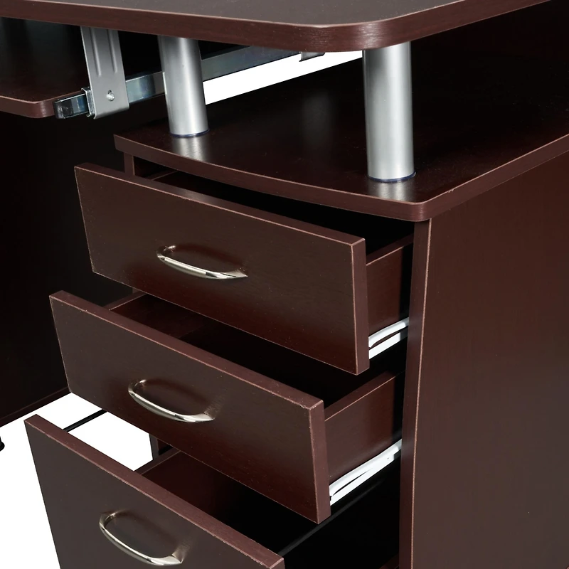 Streamdale Complete Workstation Computer Desk With Storage, Chocolate