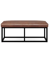 Simpli Home Reynolds Ottoman Bench in Distressed Saddle Brown Pu Leather
