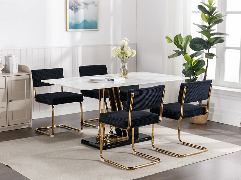 Streamdale Furniture 2 Modern Black Corduroy Dining Chairs