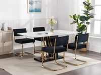 Streamdale Furniture 2 Modern Black Corduroy Dining Chairs