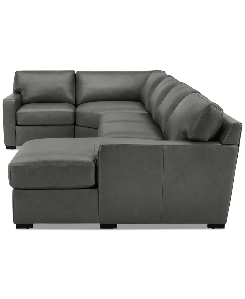 Radley 148" 4-Pc. Leather Wedge Modular Chaise Sectional, Created for Macy's