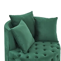 Streamdale Green velvet swivel chair with 3 pillows & wheels