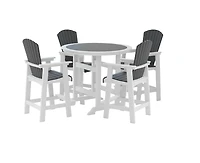 Streamdale 5-Piece Outdoor Bar Table & Chairs Set with Adirondack Chairs