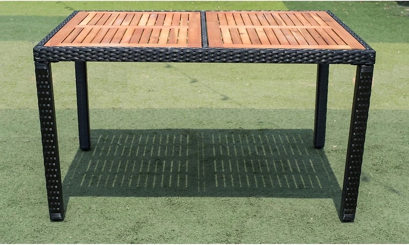 Streamdale 7-Piece Wicker Dining Set with Acacia Top