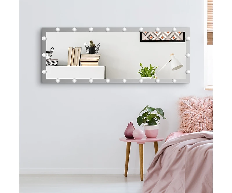 Streamdale Furniture Modern Wall Standing Bedroom Hotel Full Length Mirror With Led Bulbs Touch Control Whole Body