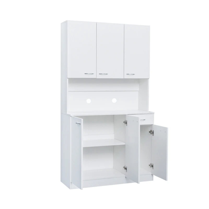 Simplie Fun 70.87" Tall Wardrobe & Kitchen Cabinet, With 6-Doors, 1-Open Shelves And 1-Drawer For Bedroom