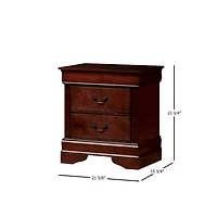 Simplie Fun 1 Piece Nightstand Cherry Finish Louis Philippe Solid Wood English Dovetail Construction Nickel