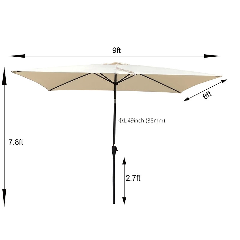 Streamdale 6x9ft Patio Umbrella w/ Crank & Tilt