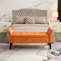 Streamdale Furniture 51.5" Bed Bench With Storage Orange Velvet